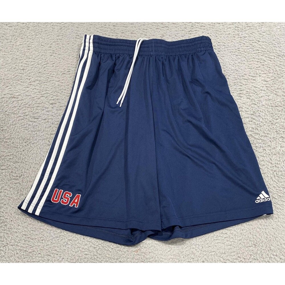 Adidas Shorts Mens XL Blue USA Climalite 3 Stripe Basketball 10 Inseam Yr 2015